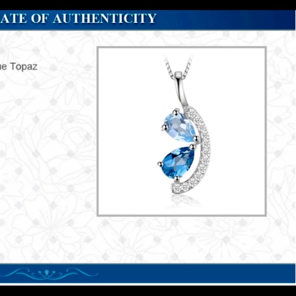 Sterling silver pear shaped Topaz necklace - Picture 3 of 4